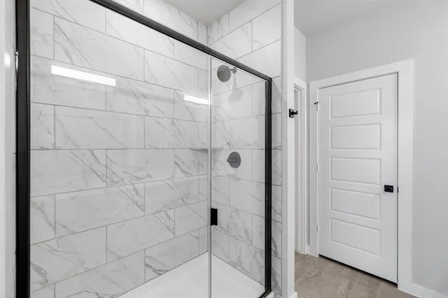 a bathroom with a shower