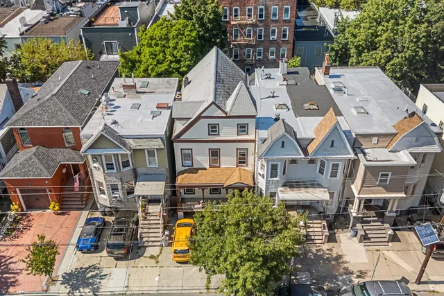 an aerial view of multiple houses