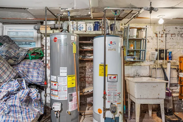 a front view of a building with retail shops