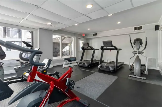 a view of a room with gym equipment