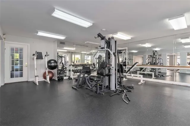 a view of a room with gym equipment