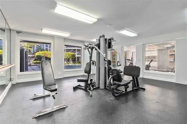 a view of a room with gym equipment