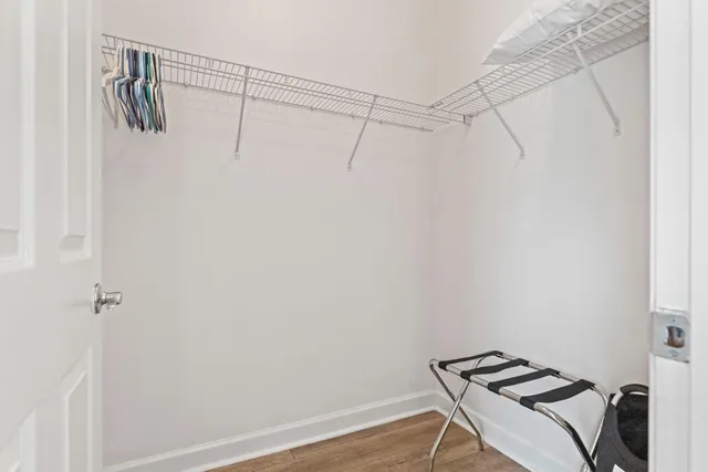 a view of a room with racks on the wall