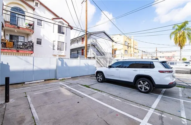 a view of a car parked in garage