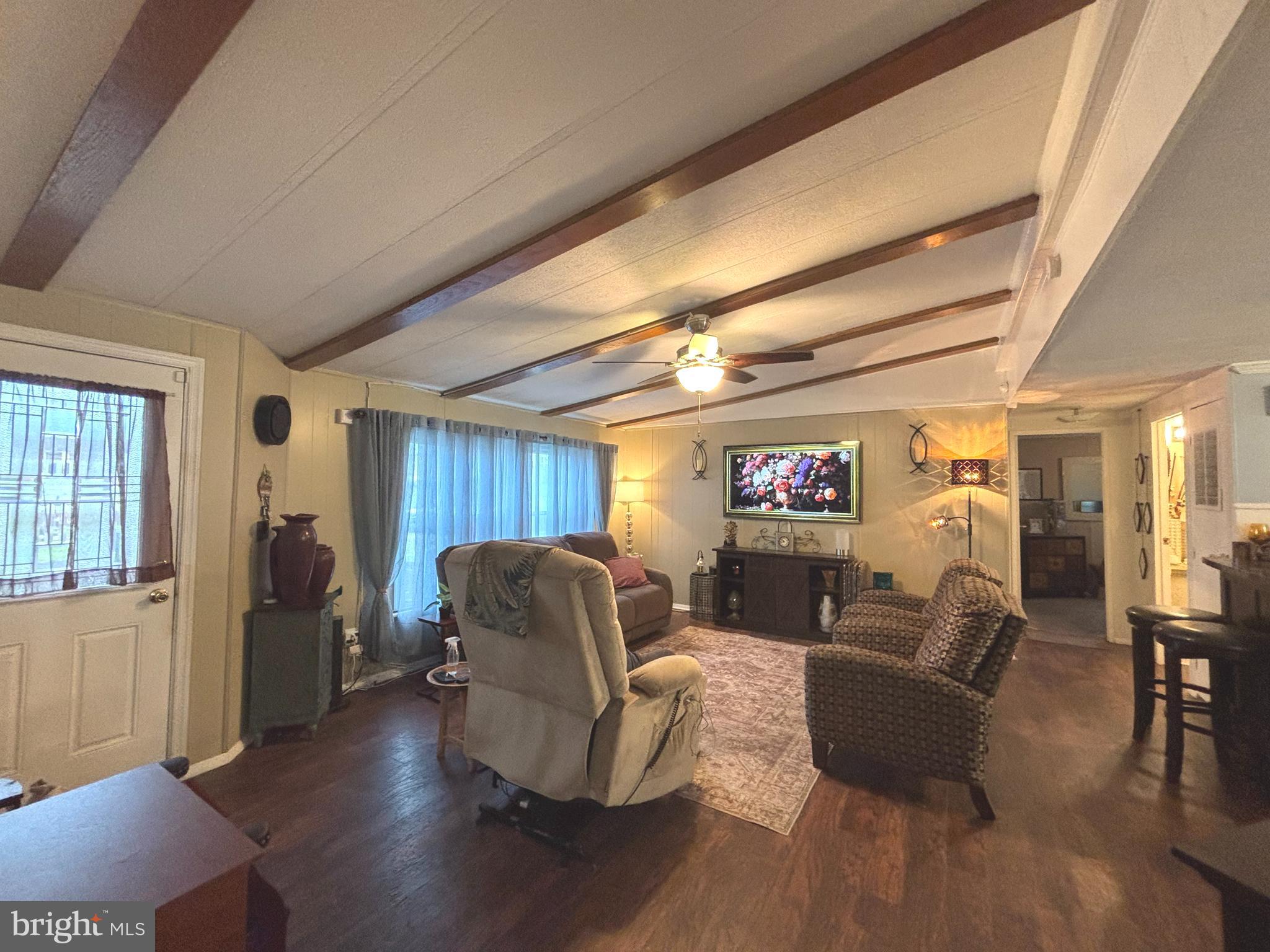 Living room with cathedral ceiling
