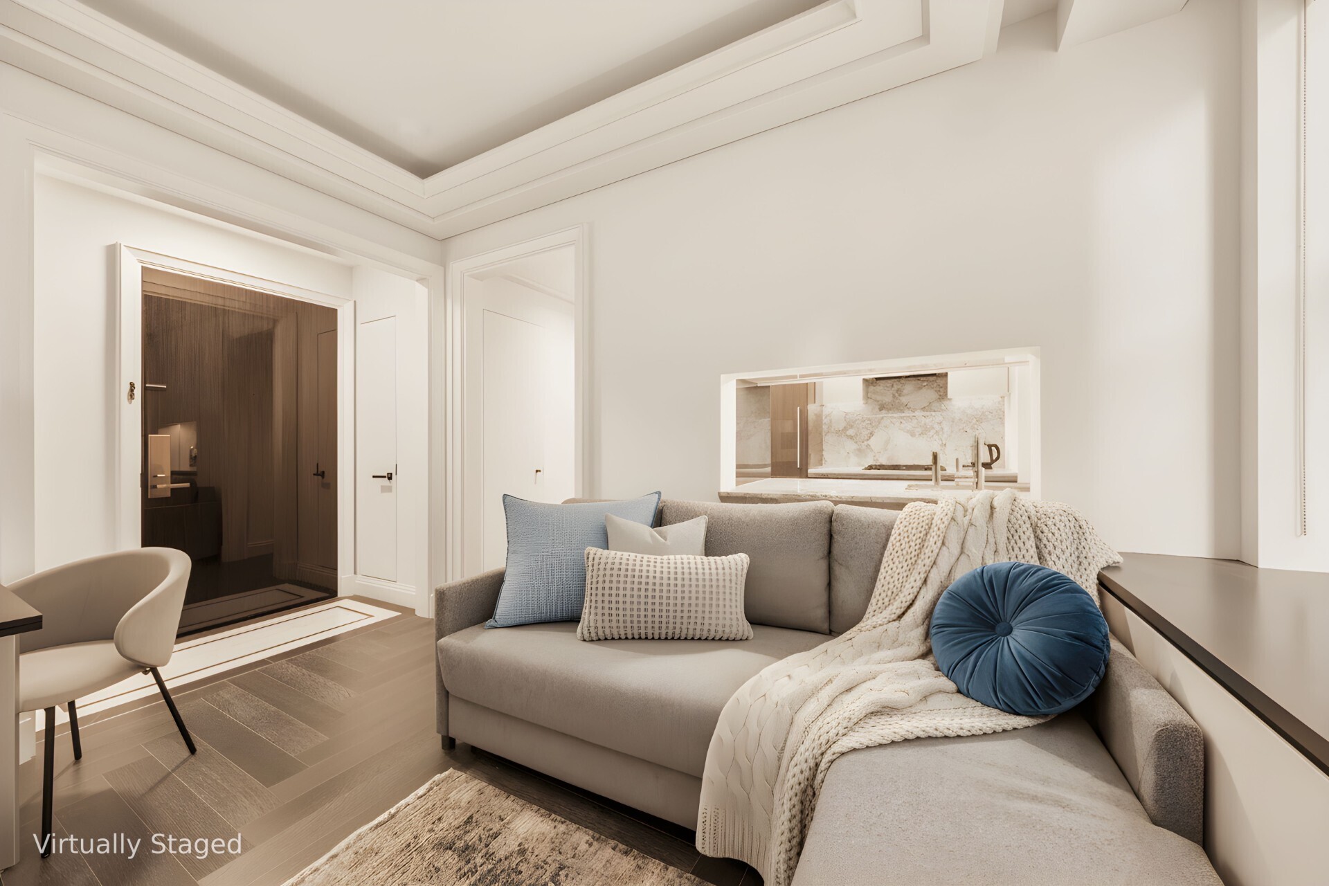 a living room with furniture and a couch