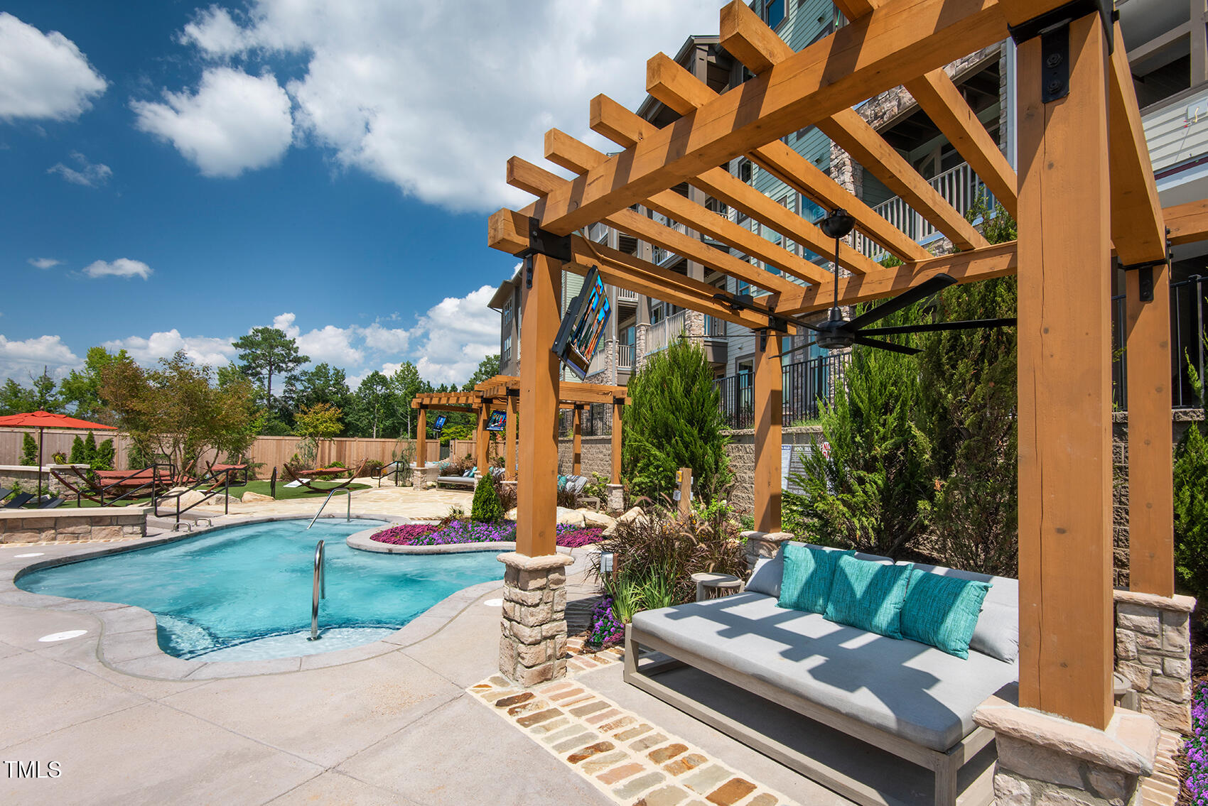 7901 Cheaha Drive, Unit C1 Raleigh, NC 27616 - Photo 22 of 29 a view of backyard with swimming pool and outdoor seating