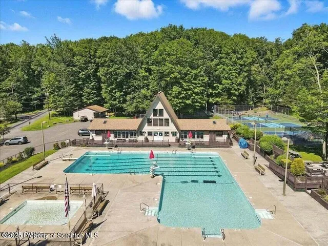 an aerial view of a house