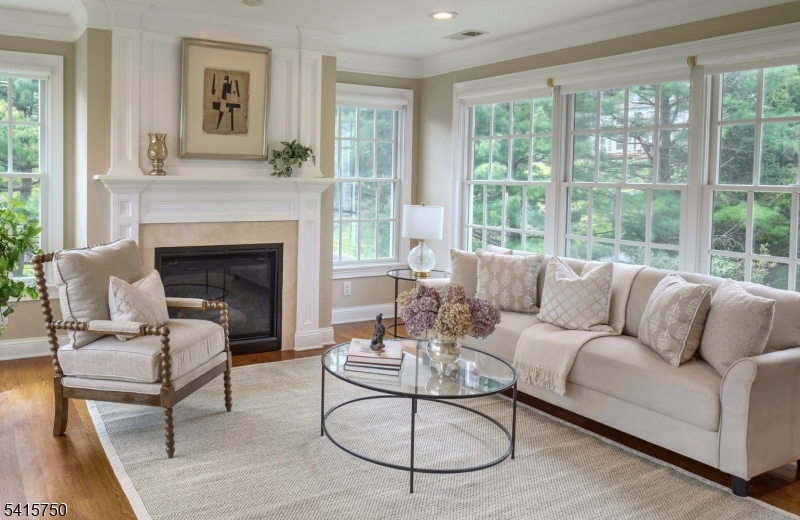 85 Mosle Road Peapack-Gladstone, NJ 07931 - Photo 30 of 49 a living room with furniture and a fireplace