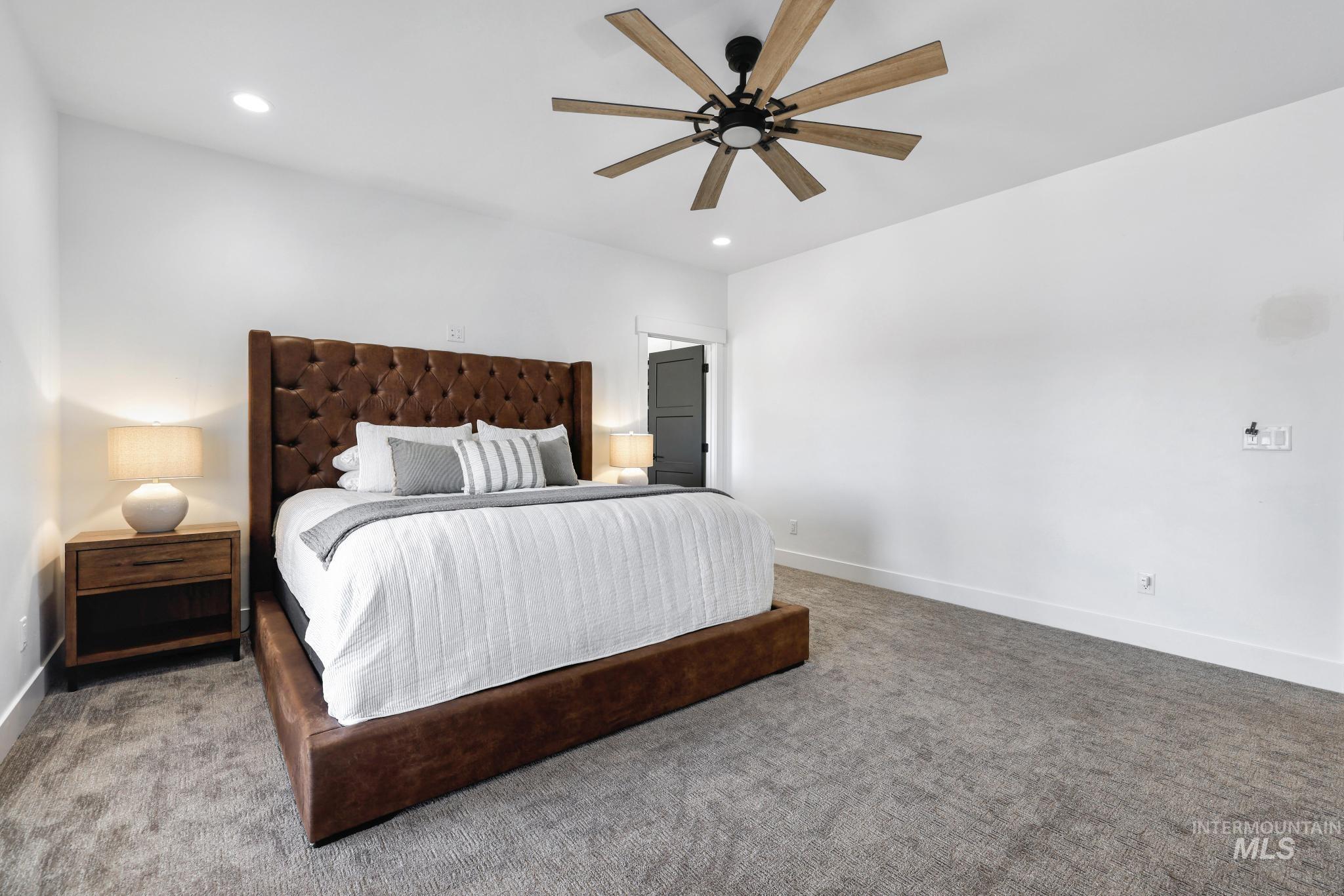 4288 North 2400 East Filer, ID 83328 - Photo 22 of 50 Bedroom with carpet floors, ceiling fan, and recessed lighting