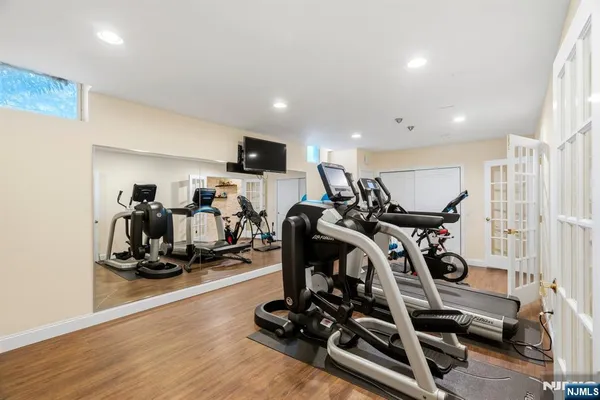 a view of a room with gym equipment