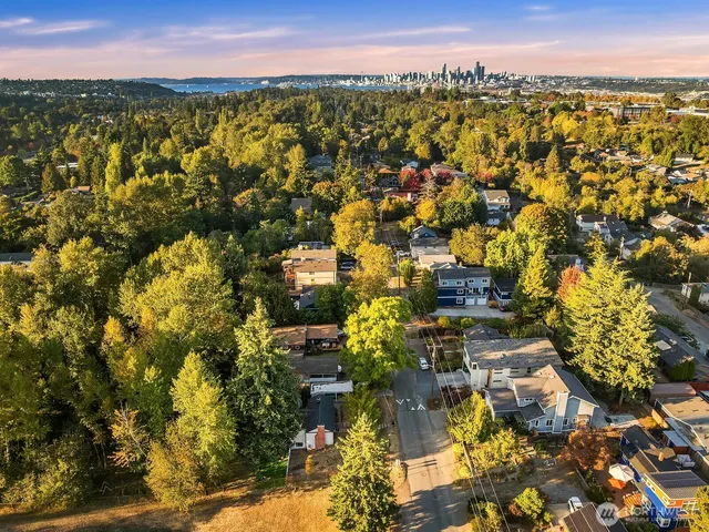 a view of a city with mountains in the background