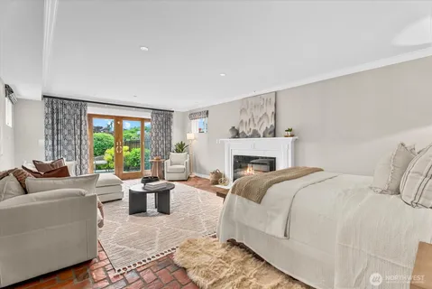 a bed room with a bed and a couch