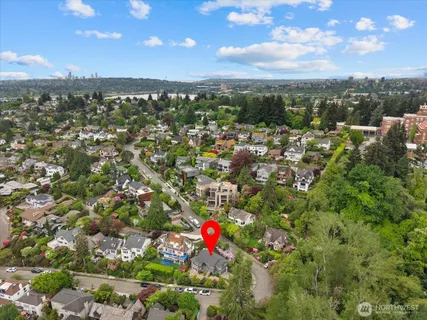 an aerial view of a house