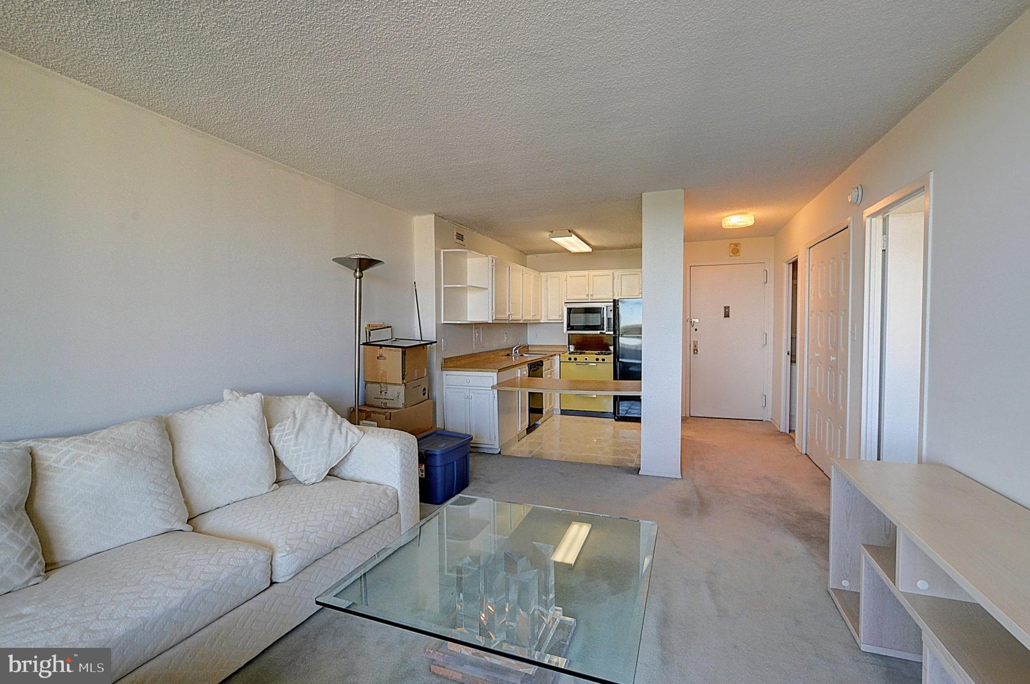 5225 Pooks Hill Road, Unit 1717S Bethesda, MD 20814 - Photo 10 of 12 a living room with furniture and kitchen view