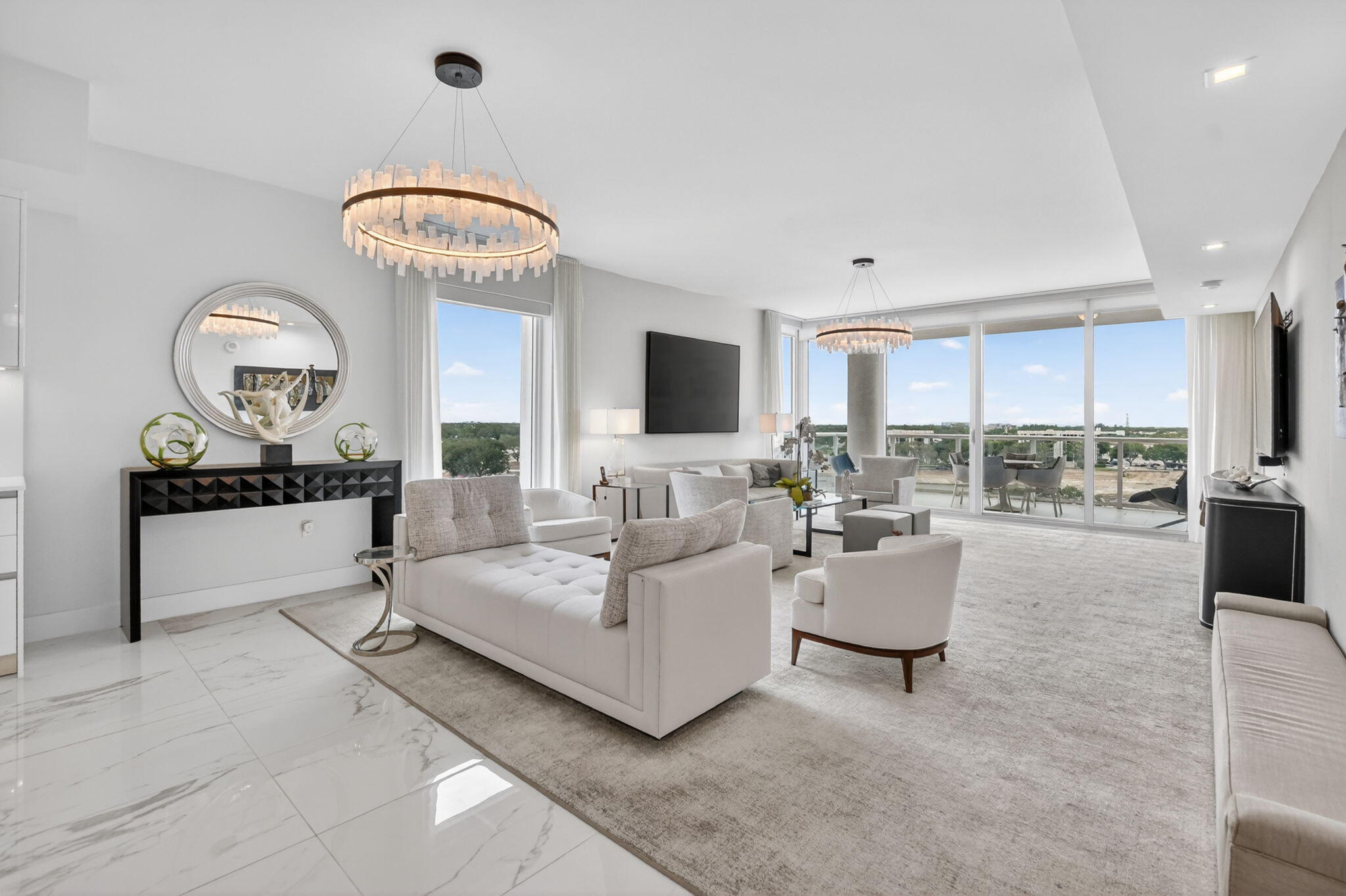 20155 Boca W Drive, Unit B701 Boca Raton, FL 33434 - Photo 12 of 78 a living room with fireplace furniture and a large window