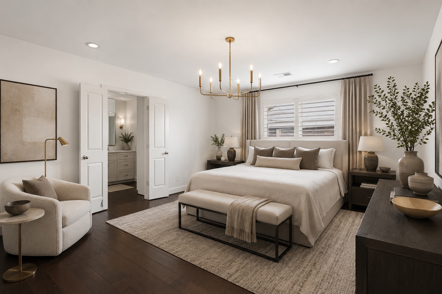 5743 Jason Street Houston, TX 77096 - Photo 16 of 26 Virtually staged Primary Bedroom with just furniture, drapery, light, and accessories.