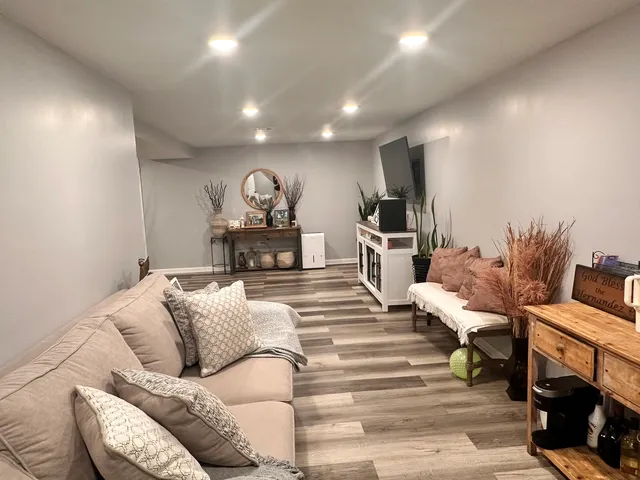 a living room with furniture