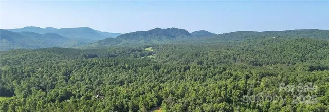 a view of a mountain range with lush green forest