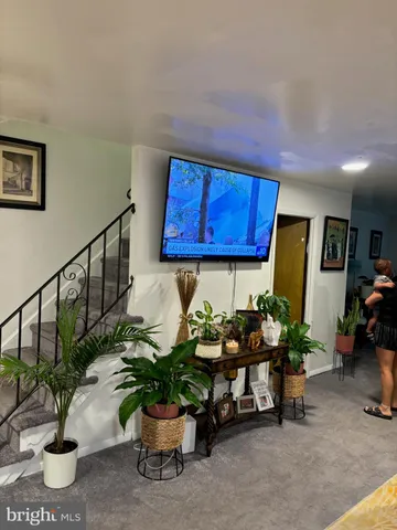 a room with furniture flowerpot and wooden floor