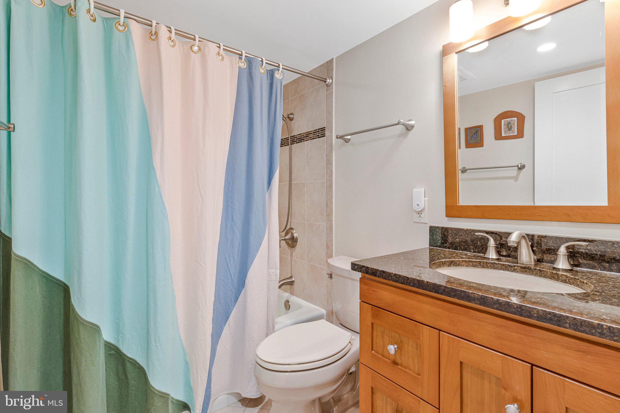 1101 South Arlington Ridge Road, Unit 706 Arlington, VA 22202 - Photo 39 of 59 a bathroom with a granite countertop sink toilet and shower