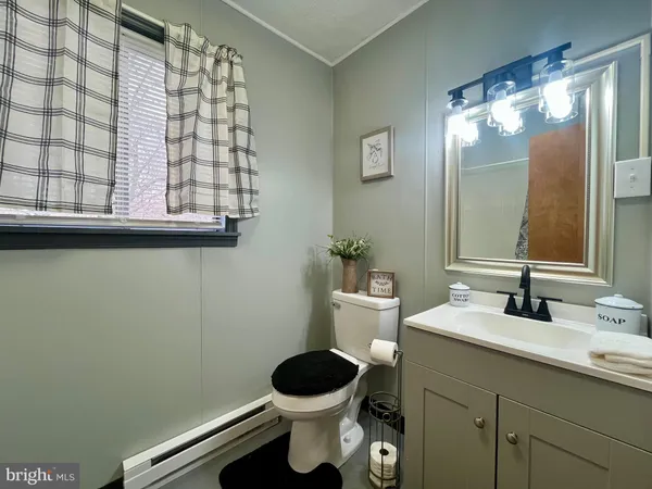 a bathroom with a toilet a sink and a large mirror
