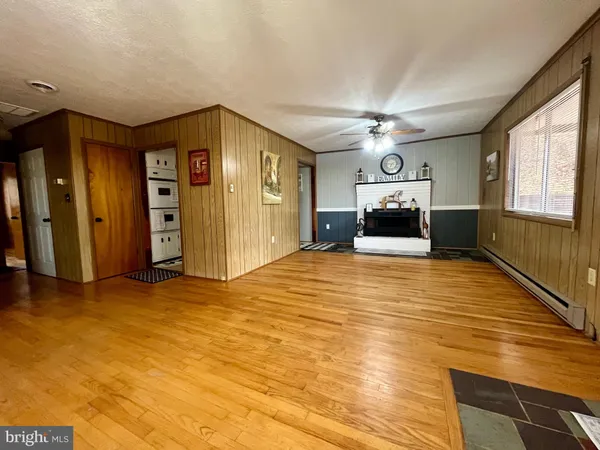 a view of a livingroom with a chandelier
