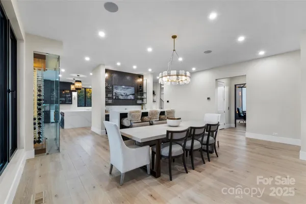 a view of a dining area with furniture