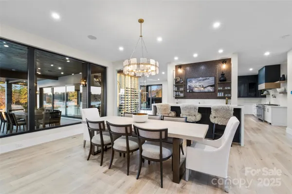 a view of a dining area with furniture