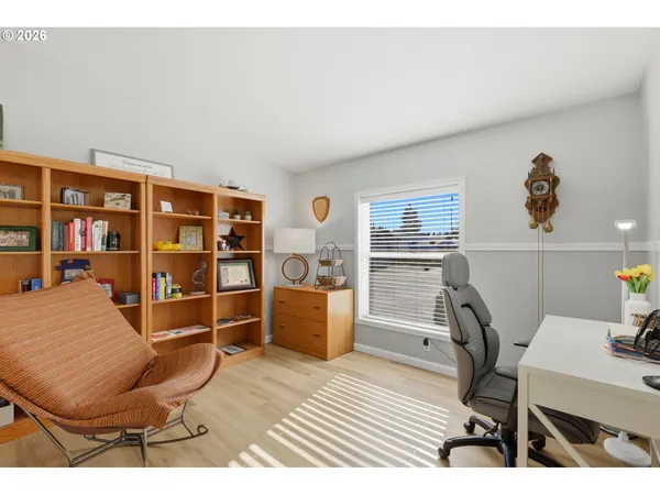 a workspace with furniture