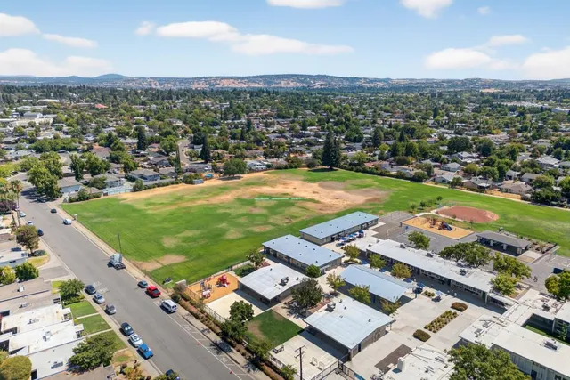 an aerial view of multiple house