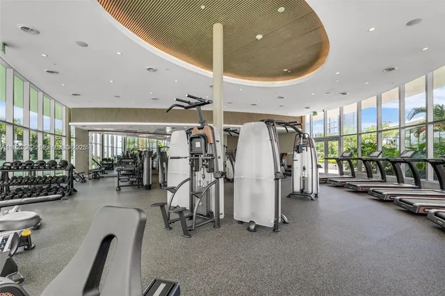 a view of a room with gym equipment