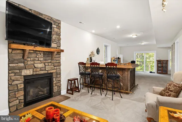 a view of swimming pool of an outdoor space and seating area
