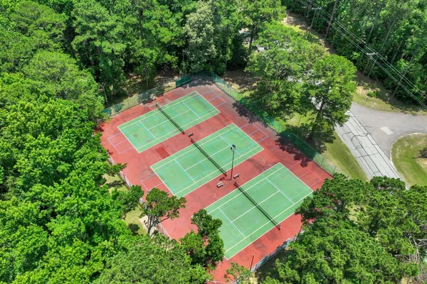 an aerial view of a house