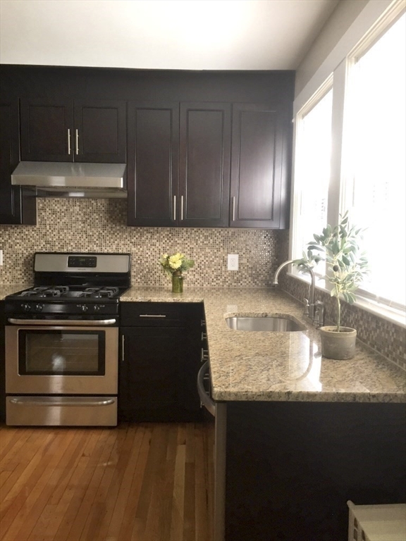 90 Orchard Street, Unit 1 Boston, MA 02130 - Photo 8 of 10 a kitchen with granite countertop a stove a sink and a microwave
