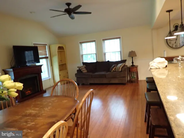 a living room with furniture flowerpot and a flat screen tv