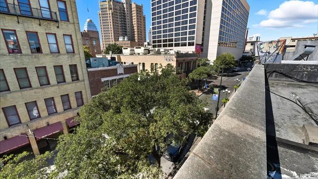 a view of a city from a balcony