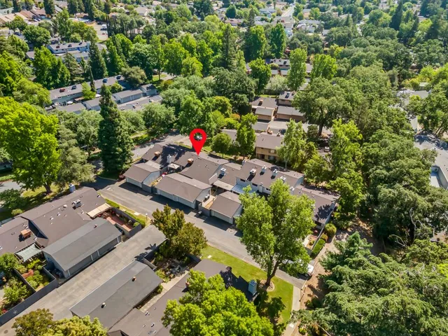 an aerial view of a house