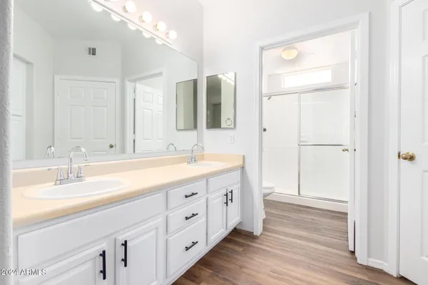 a bathroom with a shower and a toilet