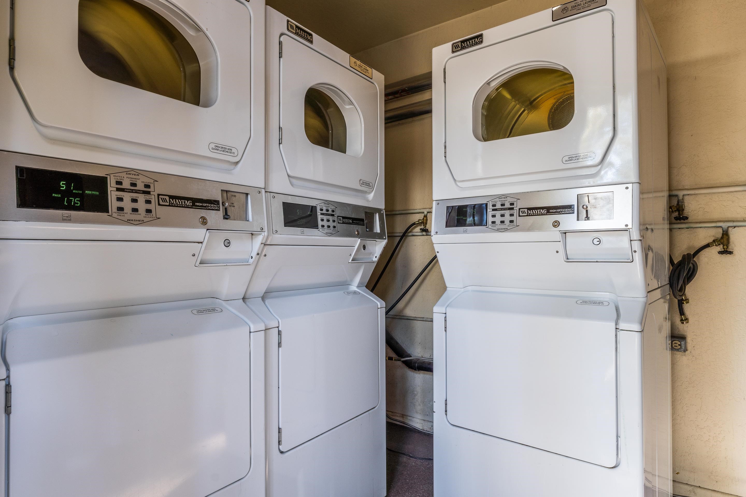 2499 Sierra Nevada Road, Unit S1 Mammoth Lakes, CA 93546 - Photo 34 of 38 Community laundry room with stacked washer / drying machine and washer and clothes dryer