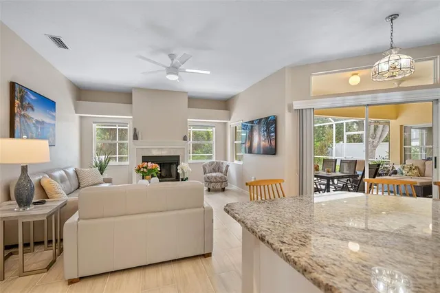 a workspace with furniture and a window