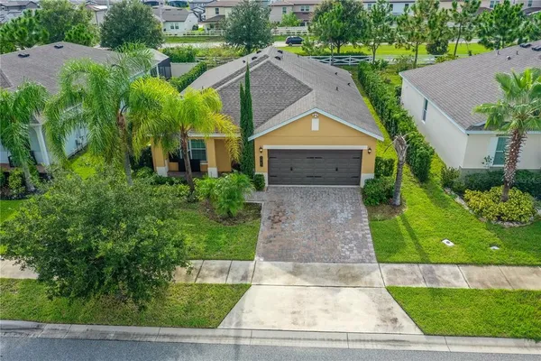 an aerial view of a house