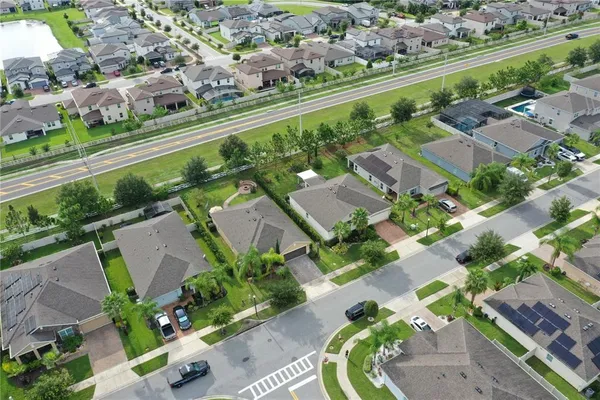 an aerial view of a city