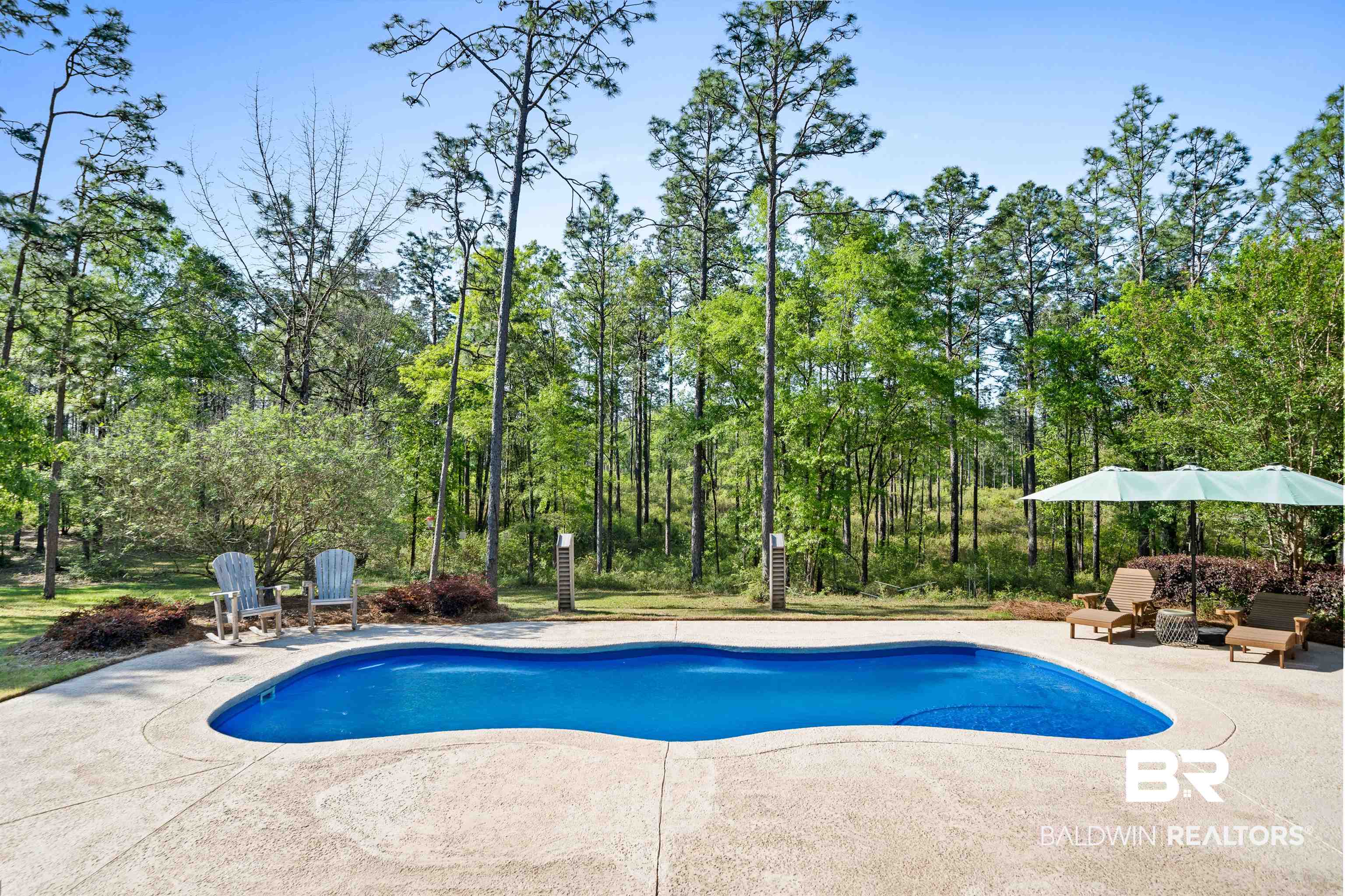 47252 Emmons Road Bay Minette, AL 36507 - Photo 34 of 50 Swimming pool featuring a patio and view of wooded area