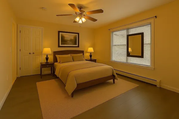 a view of wooden floor in an empty room
