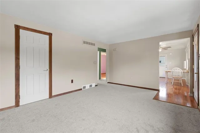 an empty room with a door