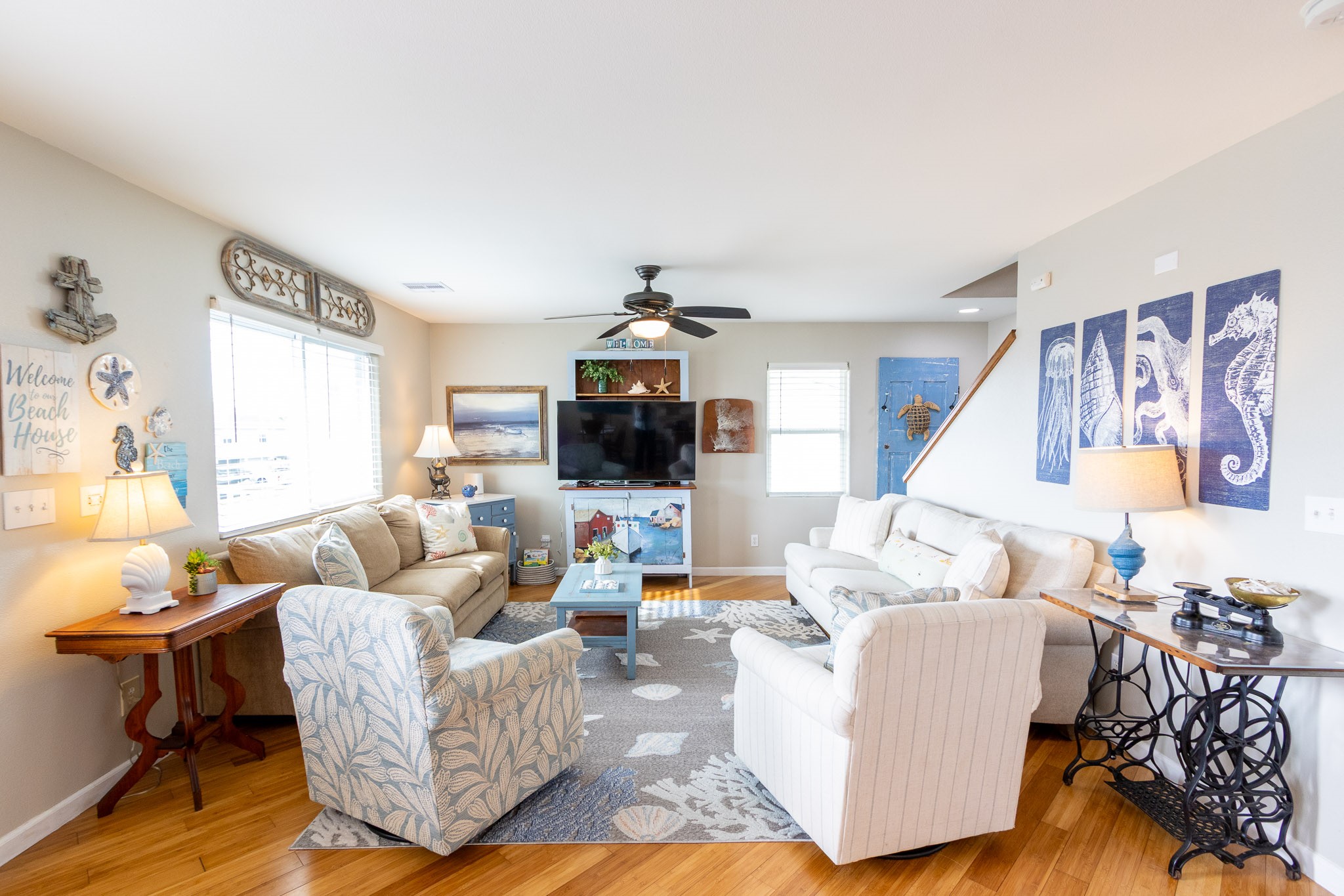 16518 Jean Lafitte Road Jamaica Beach, TX 77554 - Photo 9 of 43 a living room with furniture and a flat screen tv