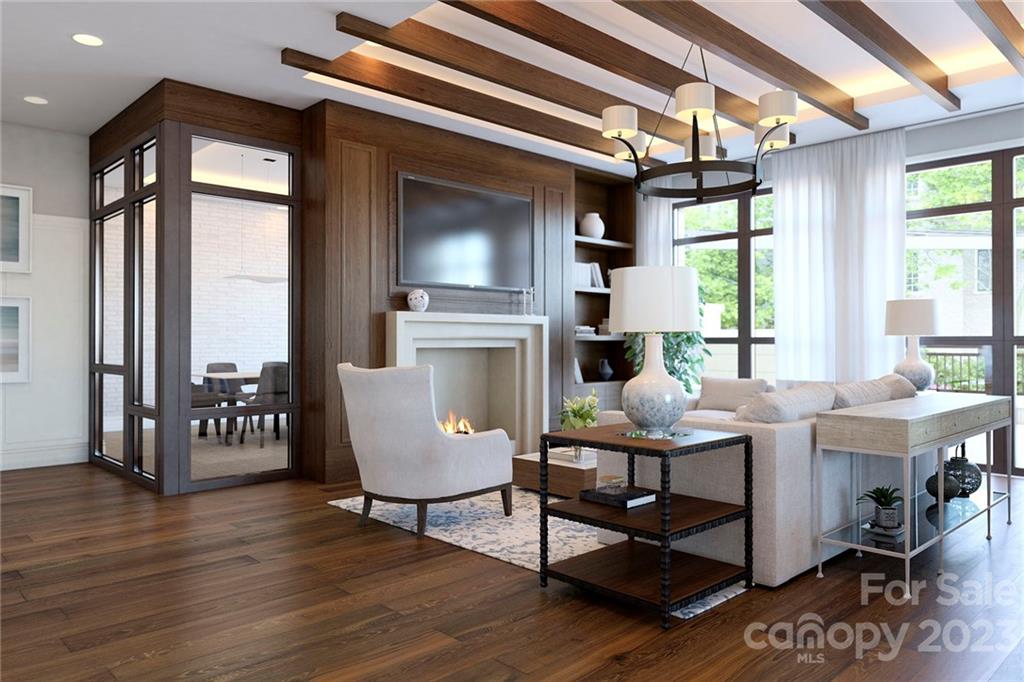 130 Cherokee Road, Unit 103 Charlotte, NC 28207 - Photo 11 of 29 a view of a dining room with furniture window and wooden floor