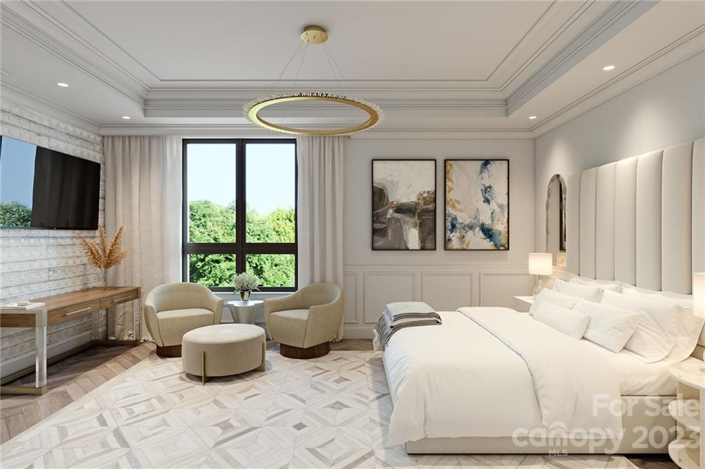 130 Cherokee Road, Unit 103 Charlotte, NC 28207 - Photo 20 of 29 a bedroom with a bed and a couch