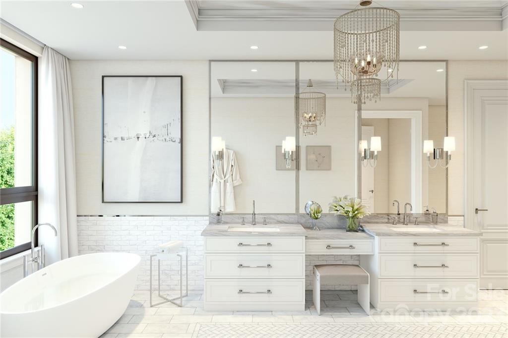 130 Cherokee Road, Unit 103 Charlotte, NC 28207 - Photo 24 of 29 a bathroom with a double vanity sink mirror and